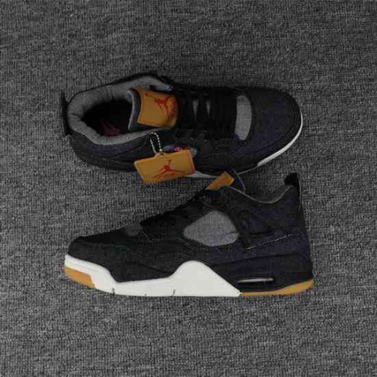 Men Air Jordan 4 Levis Black Shoes